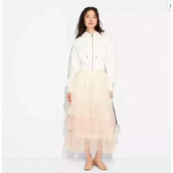 Wicked NWT Paul Tazewell Glinda Layered Tulle Skirt Large Cream blush pink maxi - Picture 6 of 9